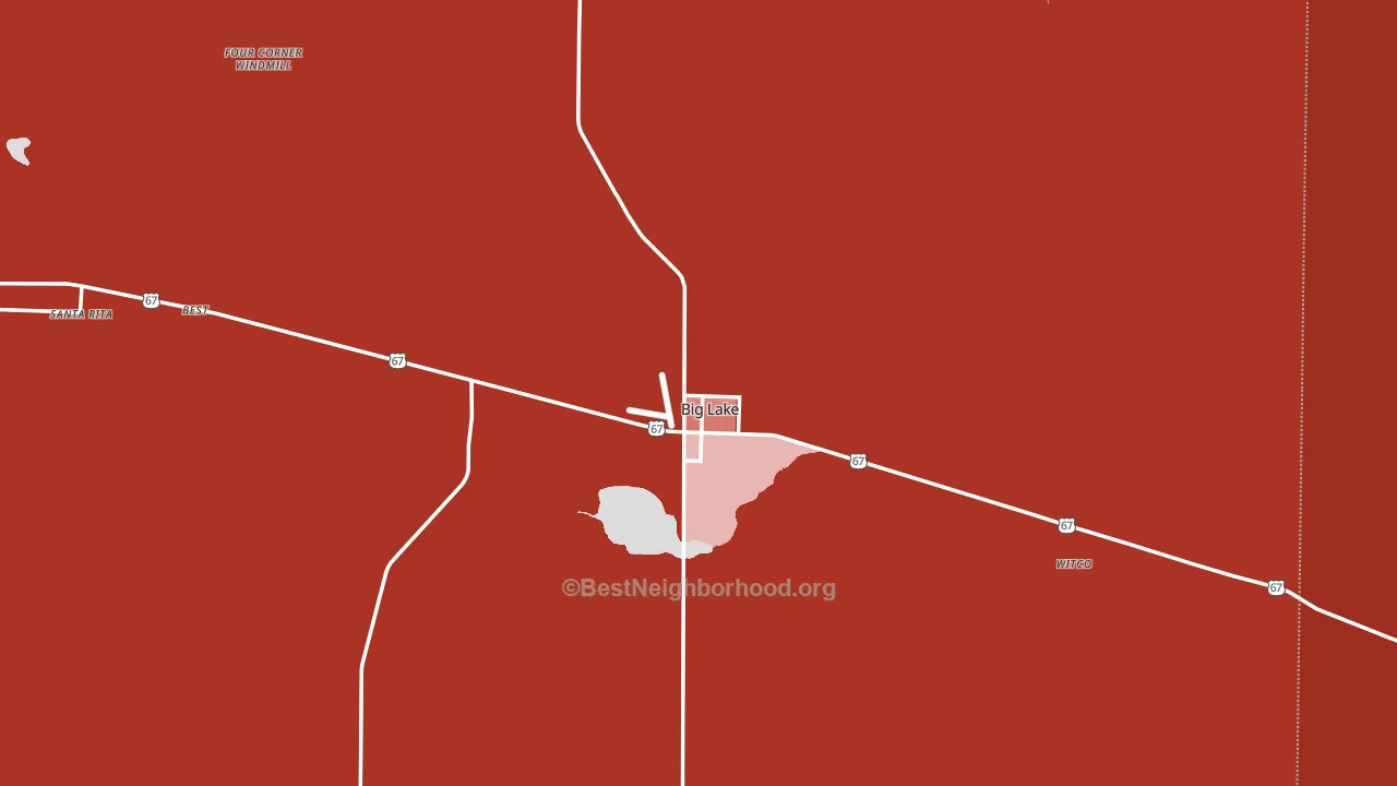 Big Lake, TX block-group political-lean map