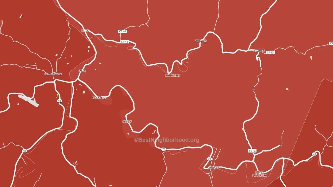 Big Moses, WV block-group political-lean map