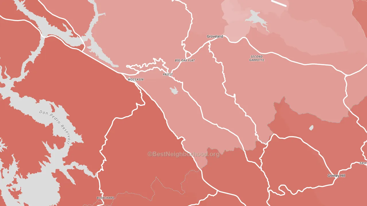 Big Oak Flat, CA block-group political-lean map