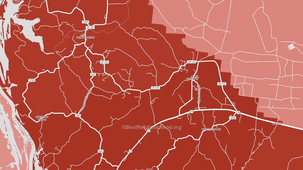 Big Rock, TN block-group political-lean map