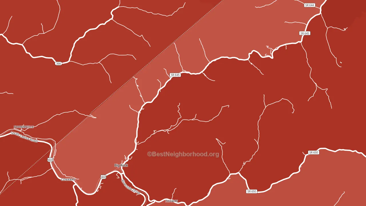 Big Rock, VA block-group political-lean map