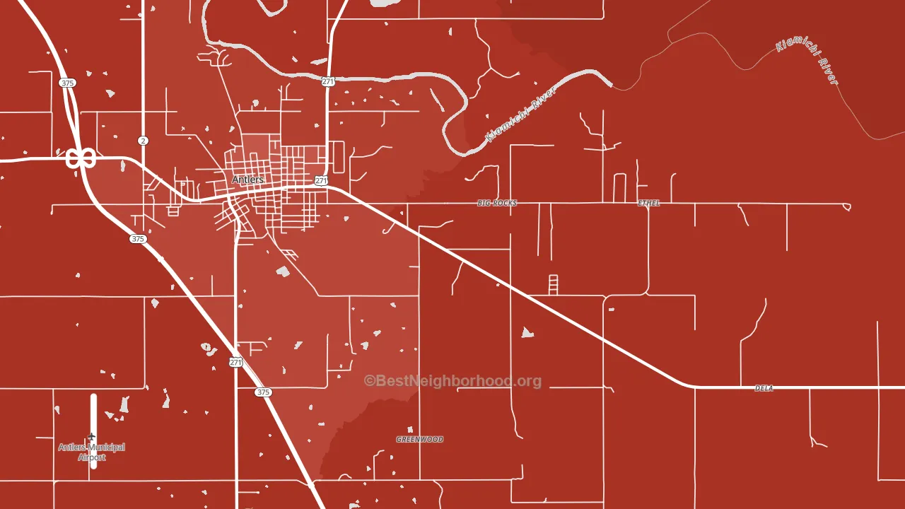 Big Rocks, OK block-group political-lean map