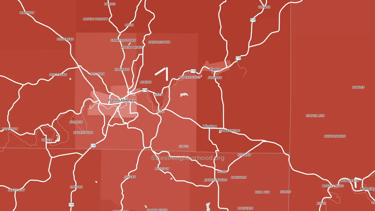 Big Run, PA block-group political-lean map