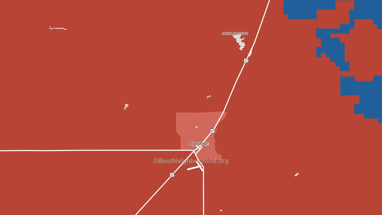 Big Sandy, MT block-group political-lean map