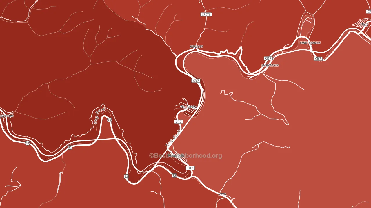 Big Sandy, WV block-group political-lean map