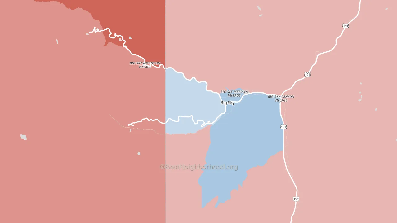 Big Sky, MT block-group political-lean map