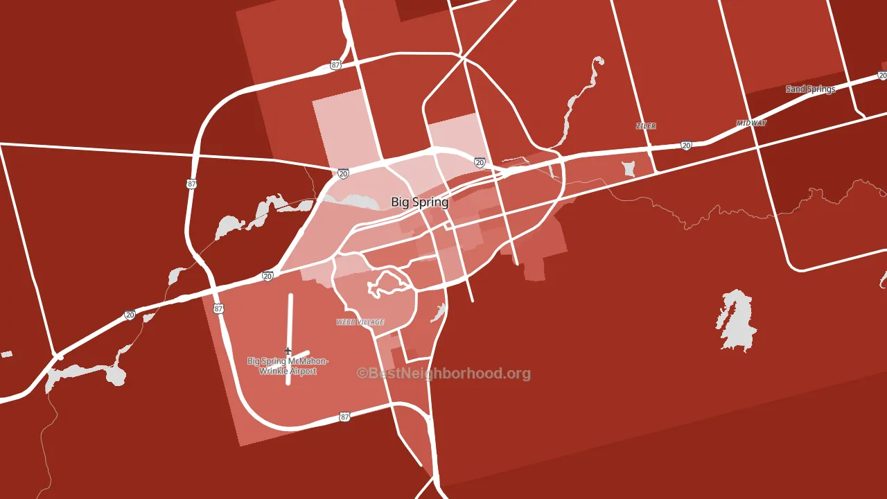 Big Spring, TX block-group political-lean map