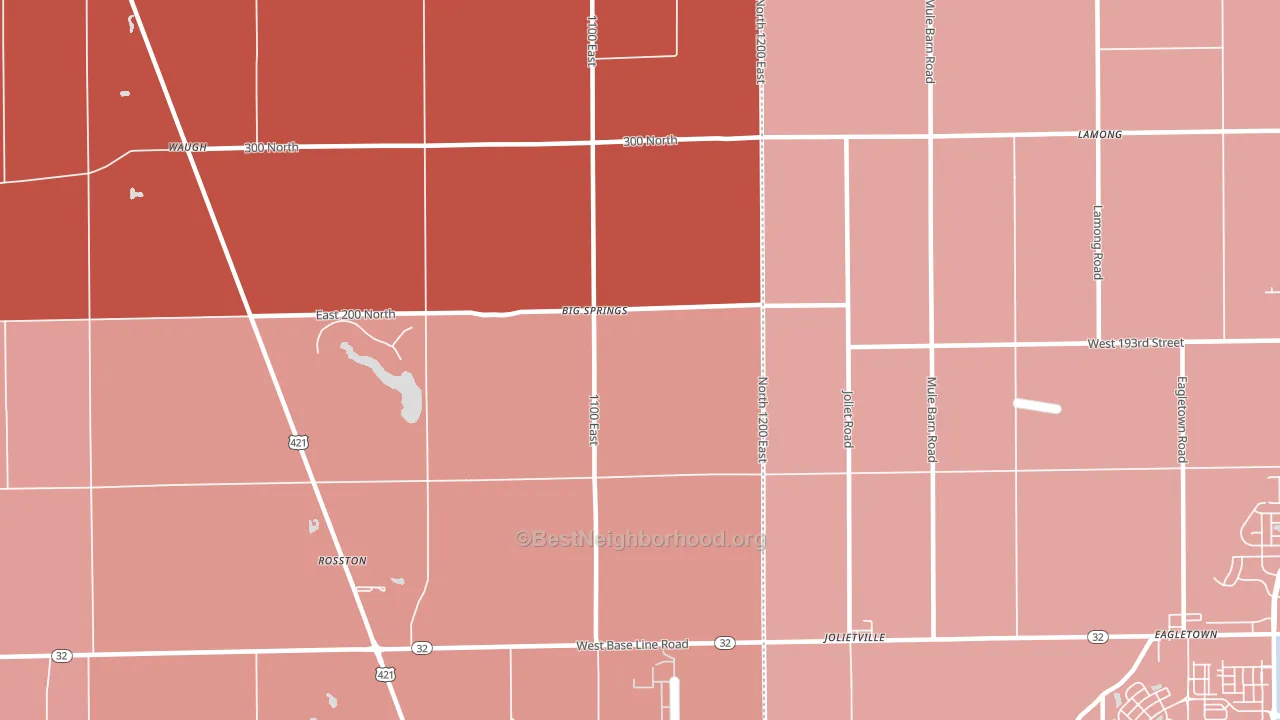 Big Springs, IN block-group political-lean map