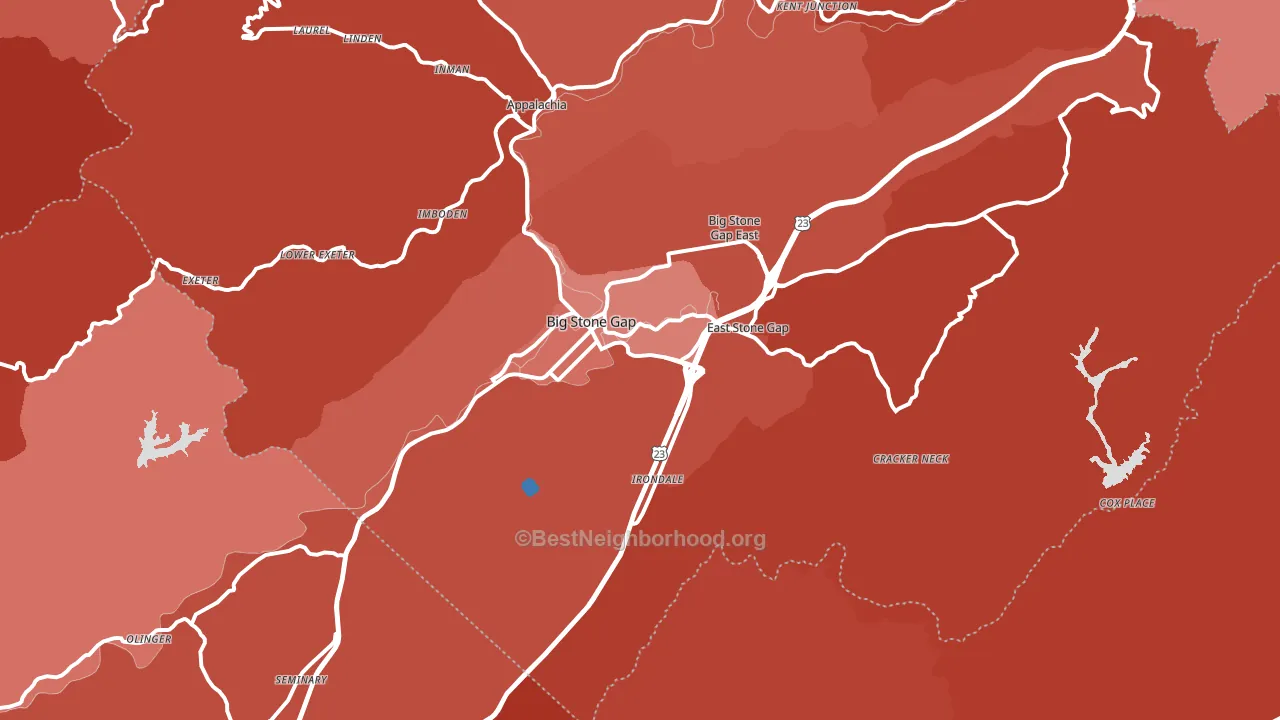 Big Stone Gap, VA block-group political-lean map