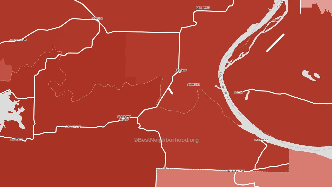Bigelow, AR block-group political-lean map