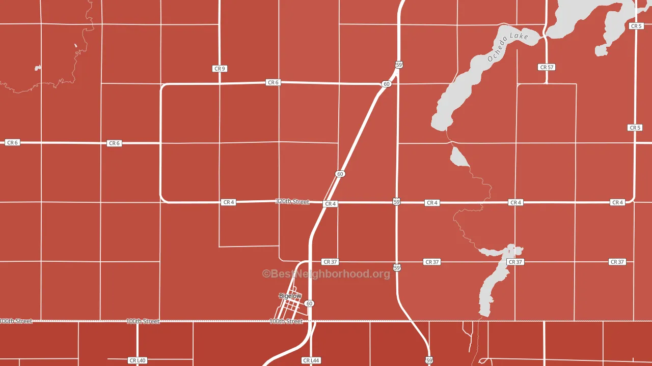 Bigelow, MN block-group political-lean map