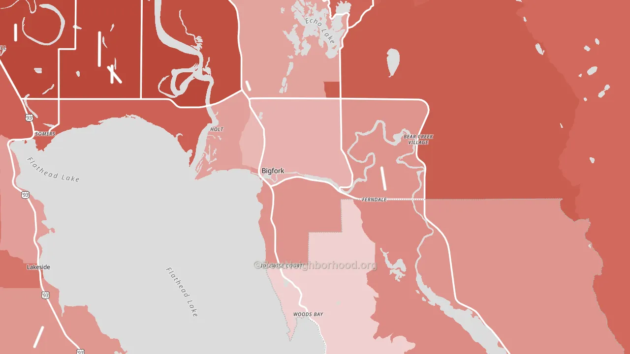 Bigfork, MT block-group political-lean map