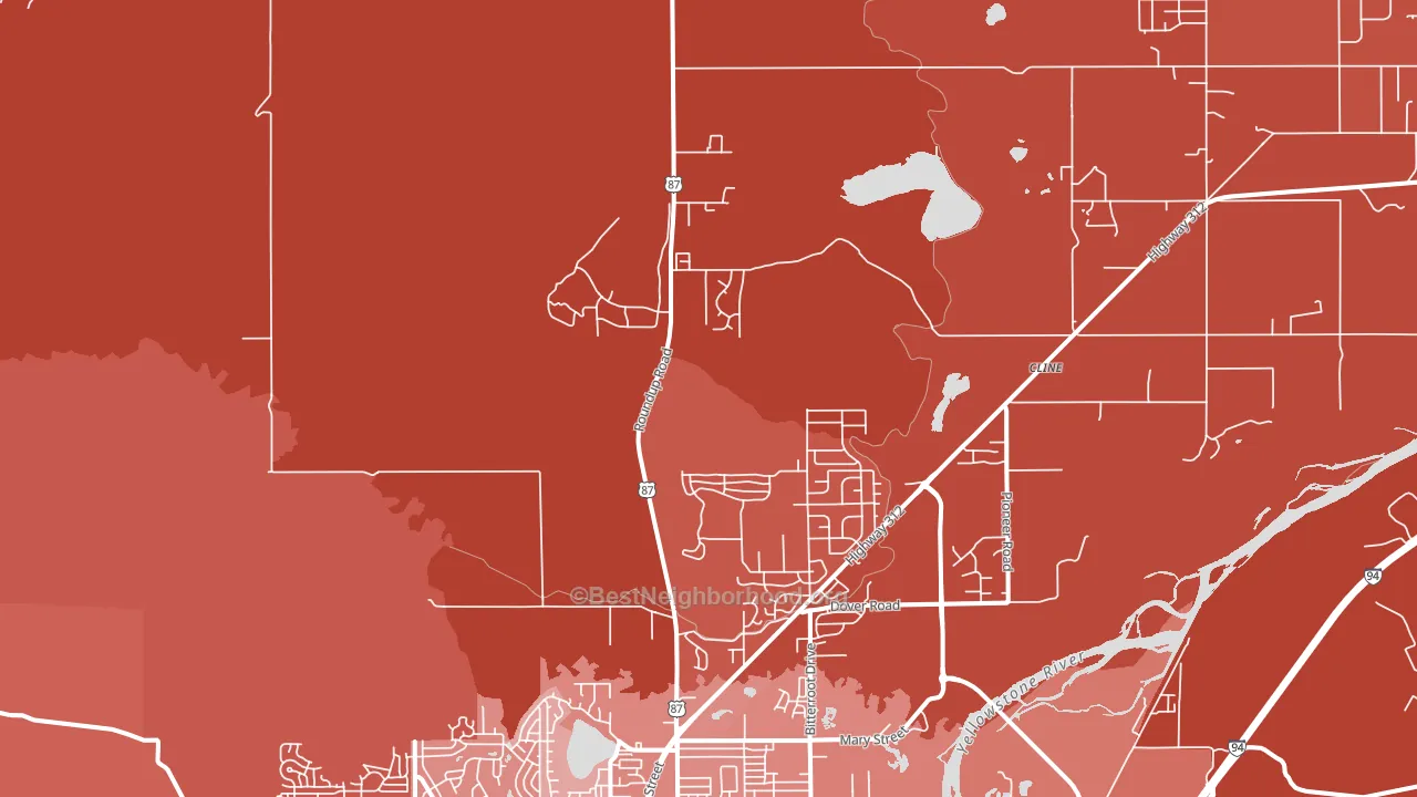Billings Heights, MT block-group political-lean map