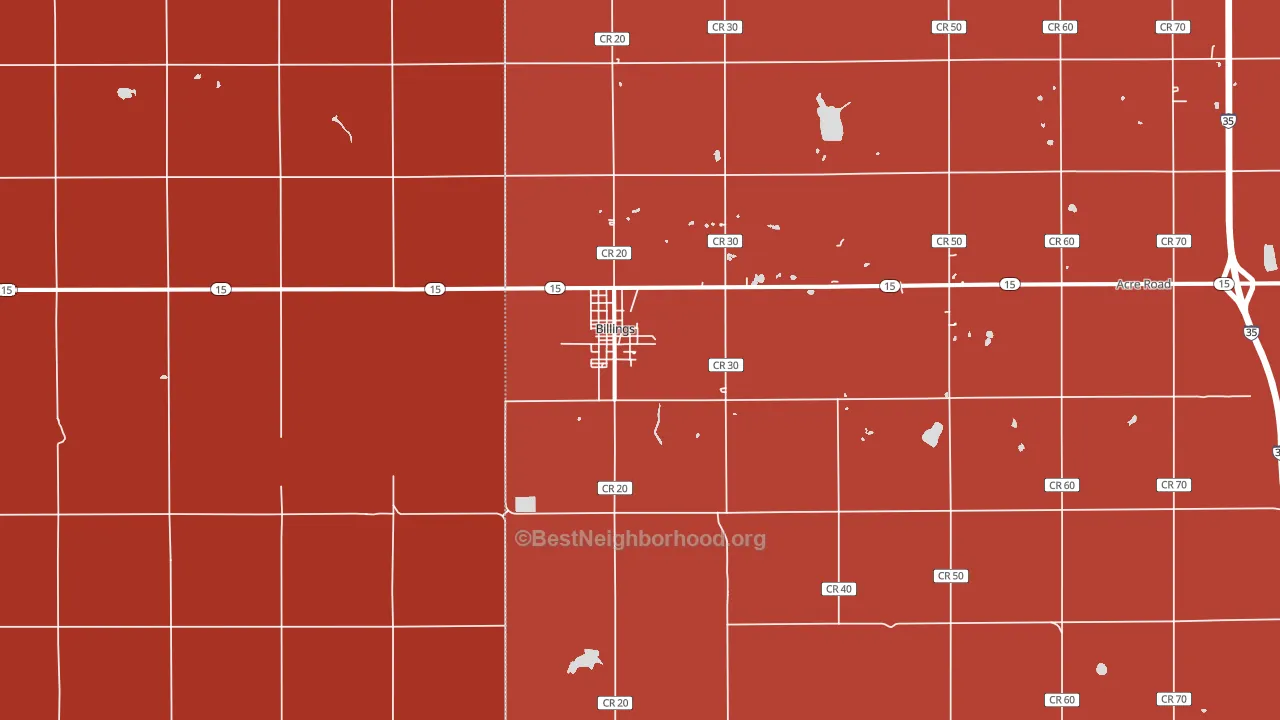 Billings, OK block-group political-lean map