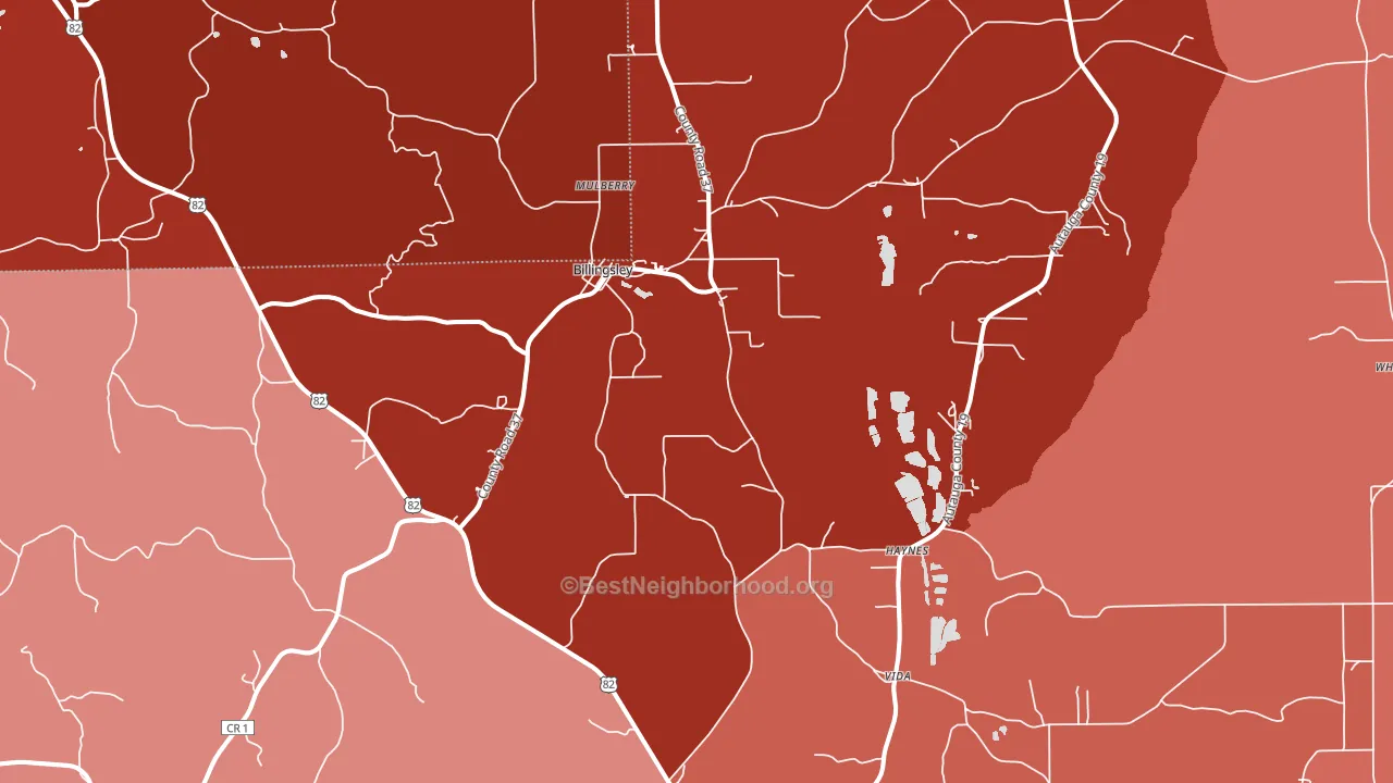 Billingsley, AL block-group political-lean map