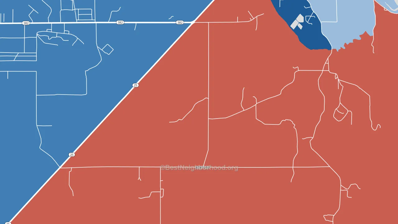 Binford, MS block-group political-lean map