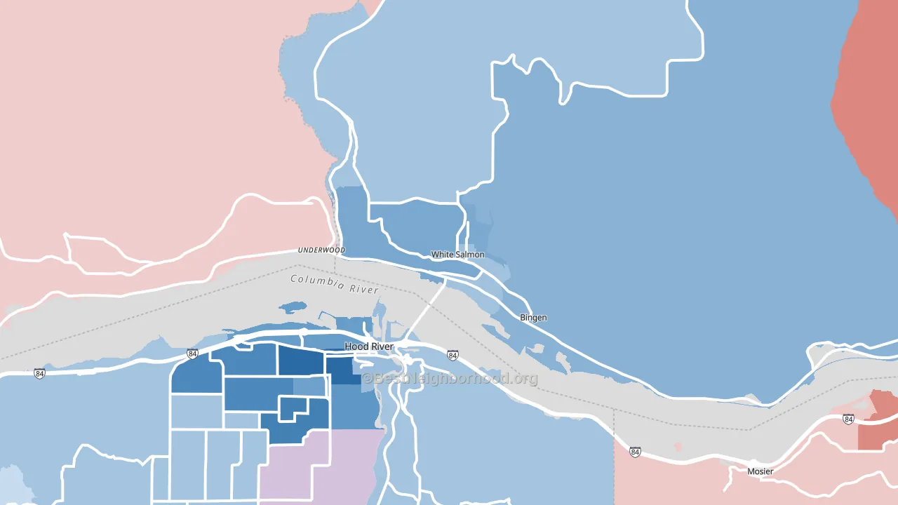 Bingen, WA block-group political-lean map