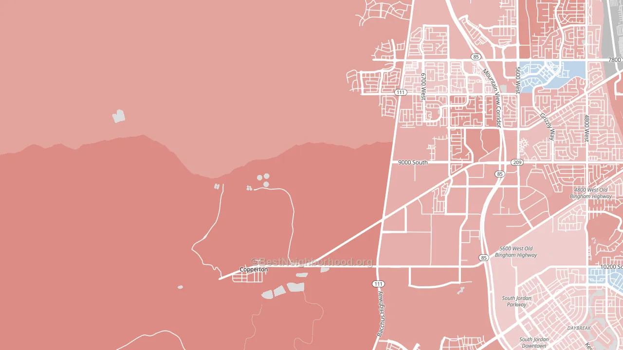 Bingham Canyon, UT block-group political-lean map
