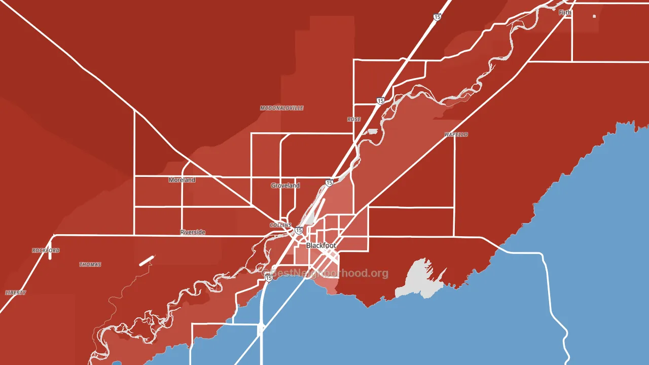Bingham County, ID block-group political-lean map