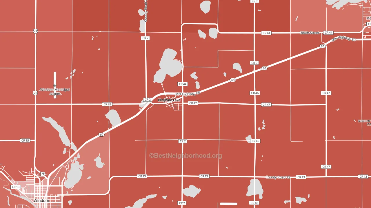Bingham Lake, MN block-group political-lean map