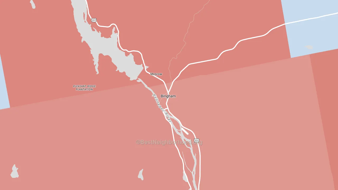 Bingham, ME block-group political-lean map