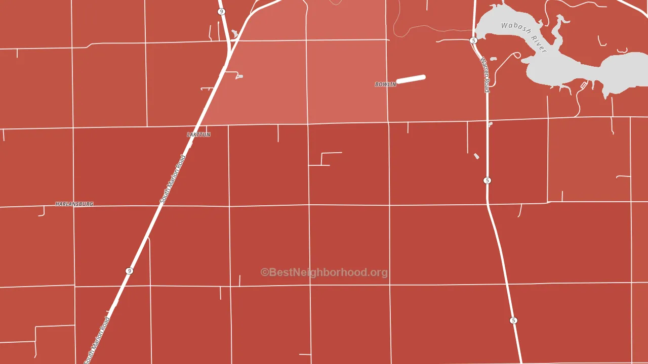 Bippus, IN block-group political-lean map