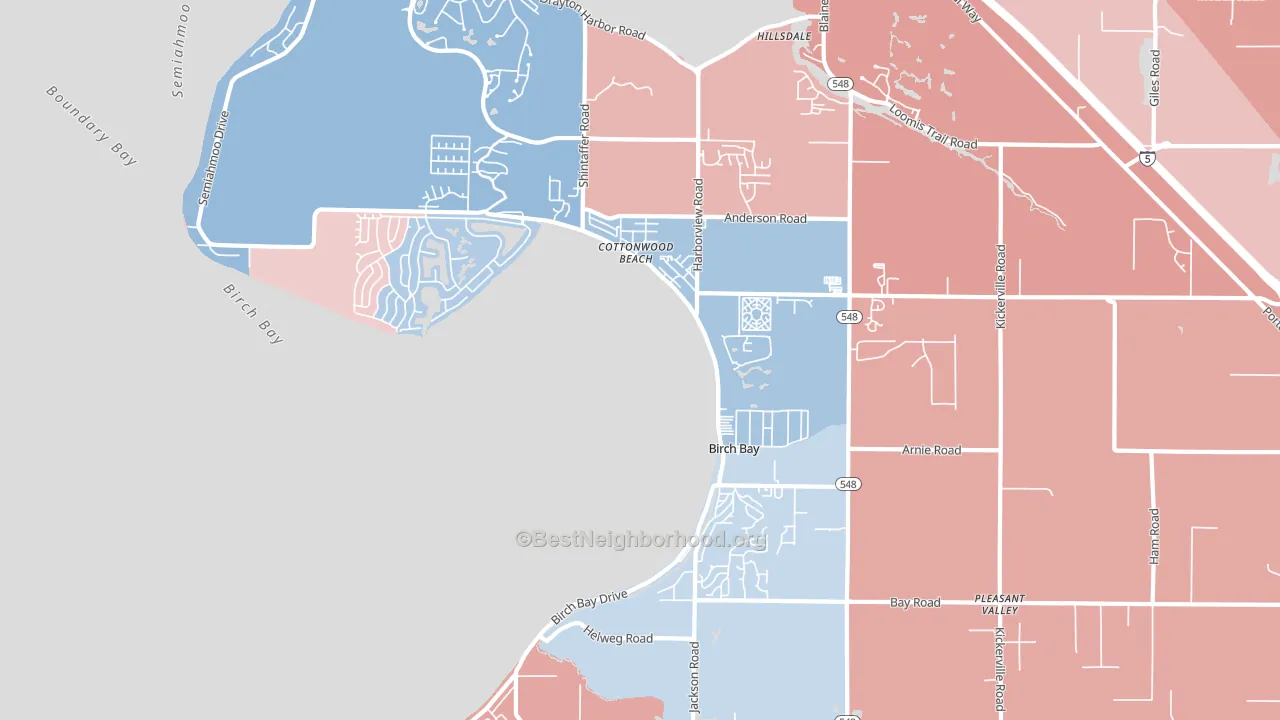 Birch Bay, WA block-group political-lean map