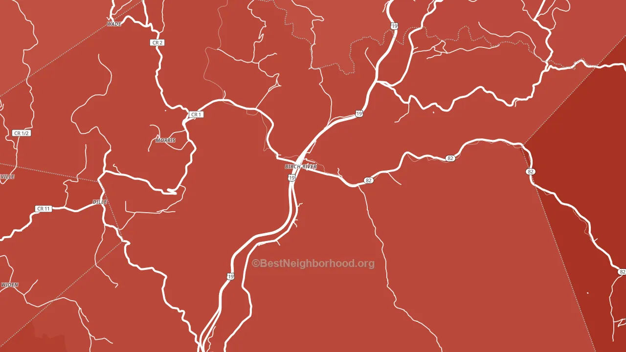 Birch River, WV block-group political-lean map