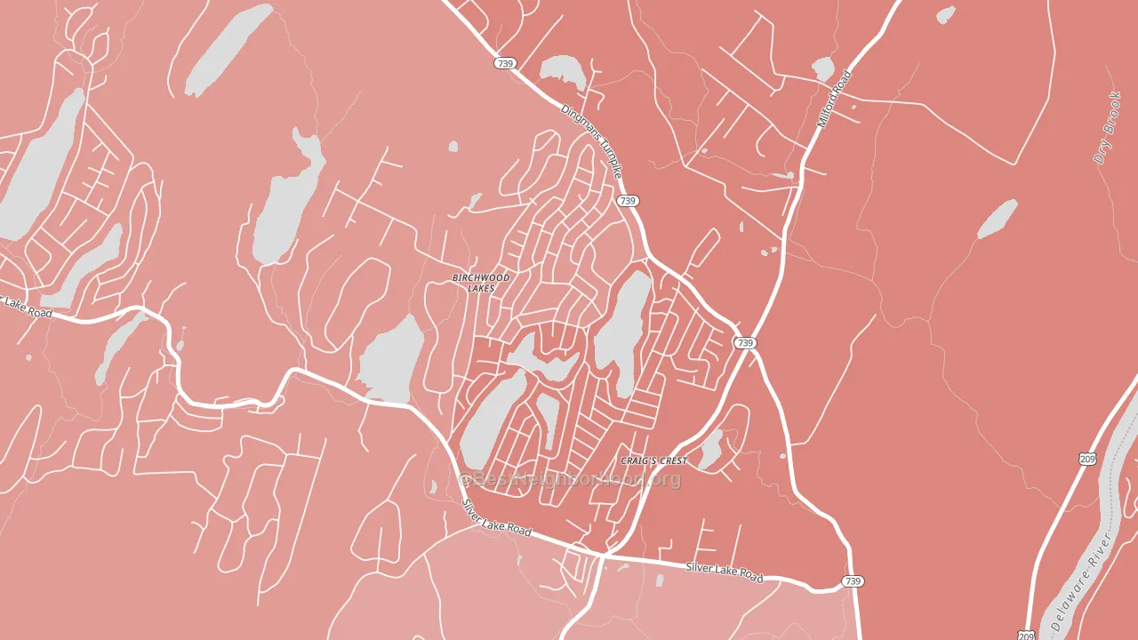 Birchwood Lakes, PA block-group political-lean map
