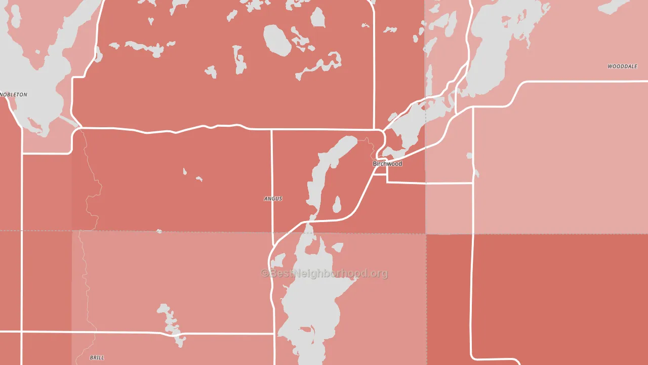 Birchwood, WI block-group political-lean map