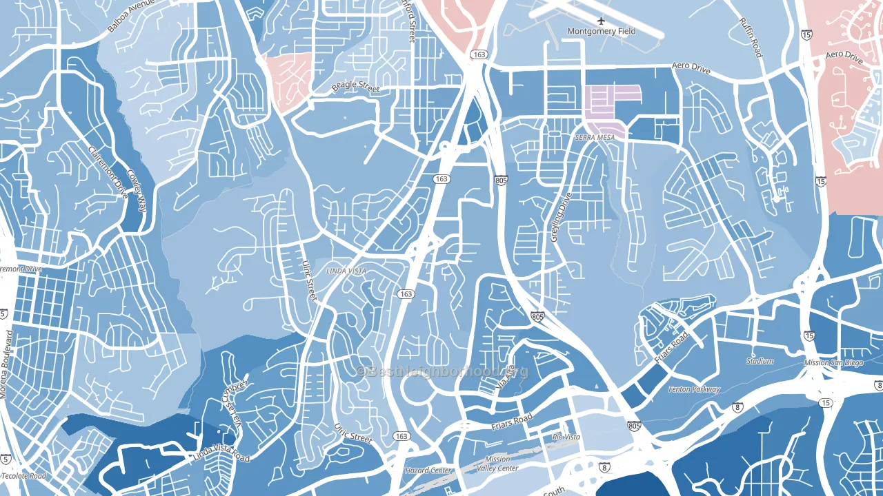 Bird Land, San Diego, CA block-group political-lean map