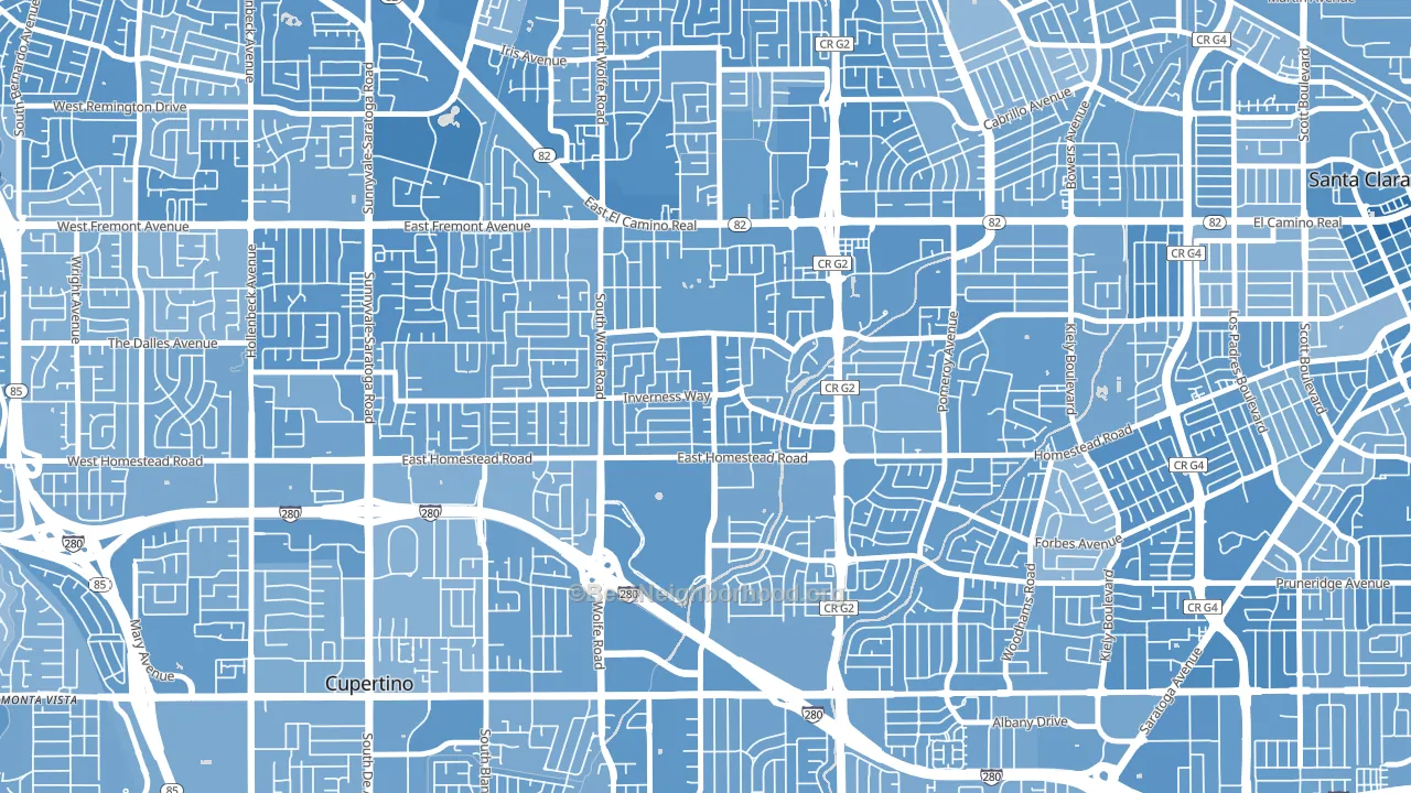 Birdland Neighbors, Sunnyvale, CA block-group political-lean map