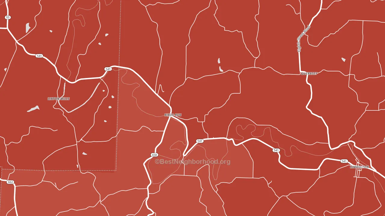 Birds Run, OH block-group political-lean map