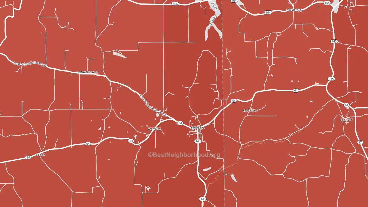 Birdseye, IN block-group political-lean map
