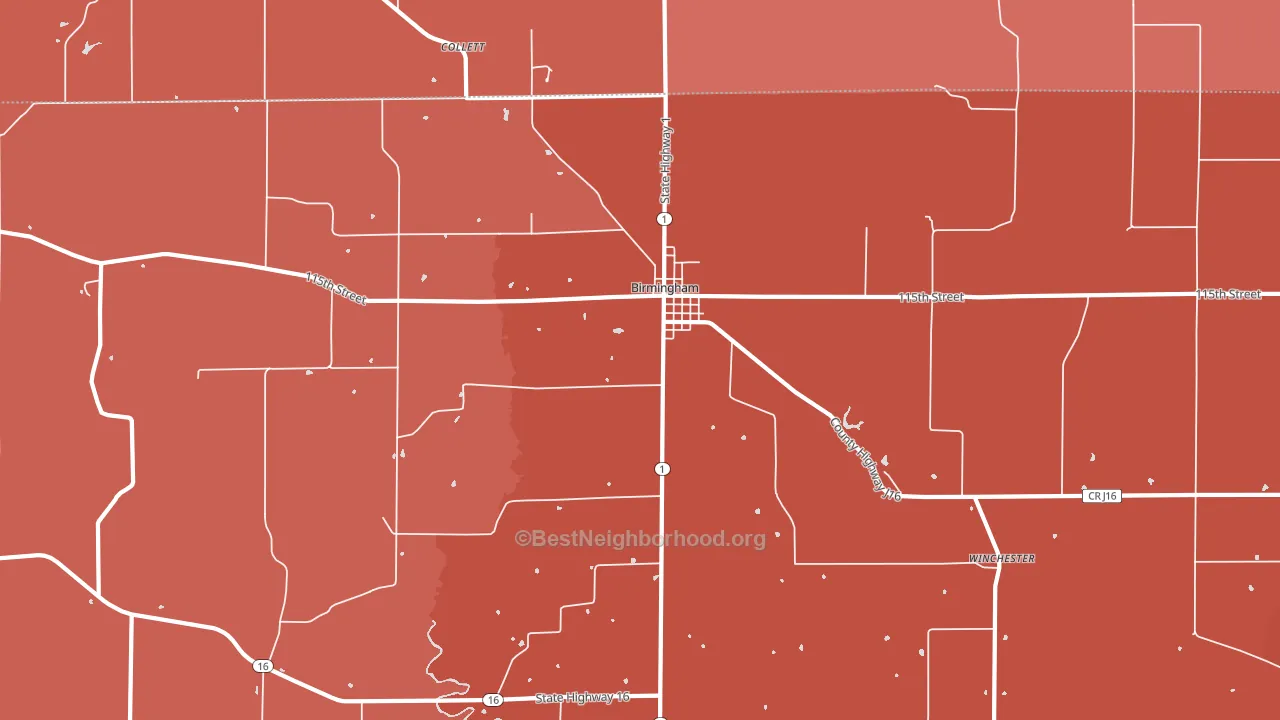 Birmingham, IA block-group political-lean map