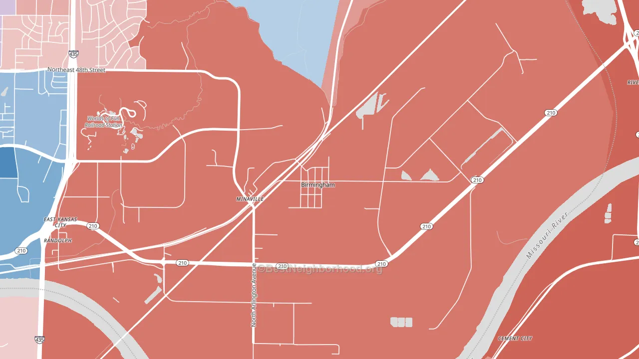 Birmingham, MO block-group political-lean map