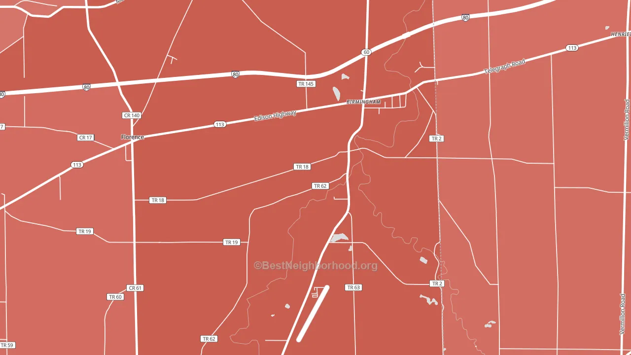 Birmingham, OH block-group political-lean map