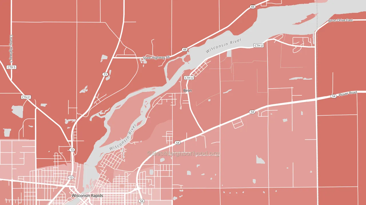 Biron, WI block-group political-lean map