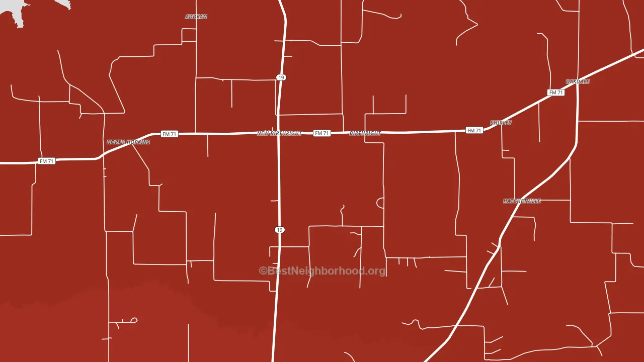 Birthright, TX block-group political-lean map