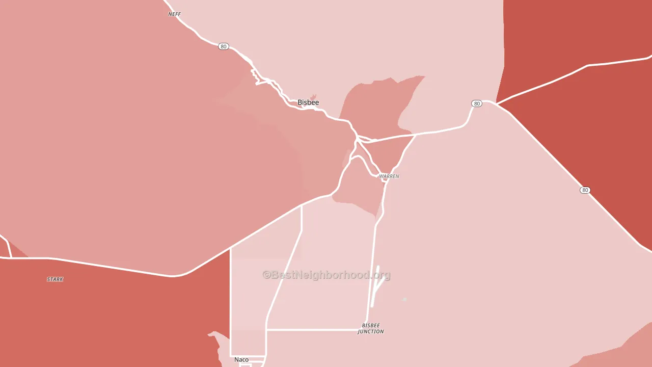 Bisbee, AZ block-group political-lean map