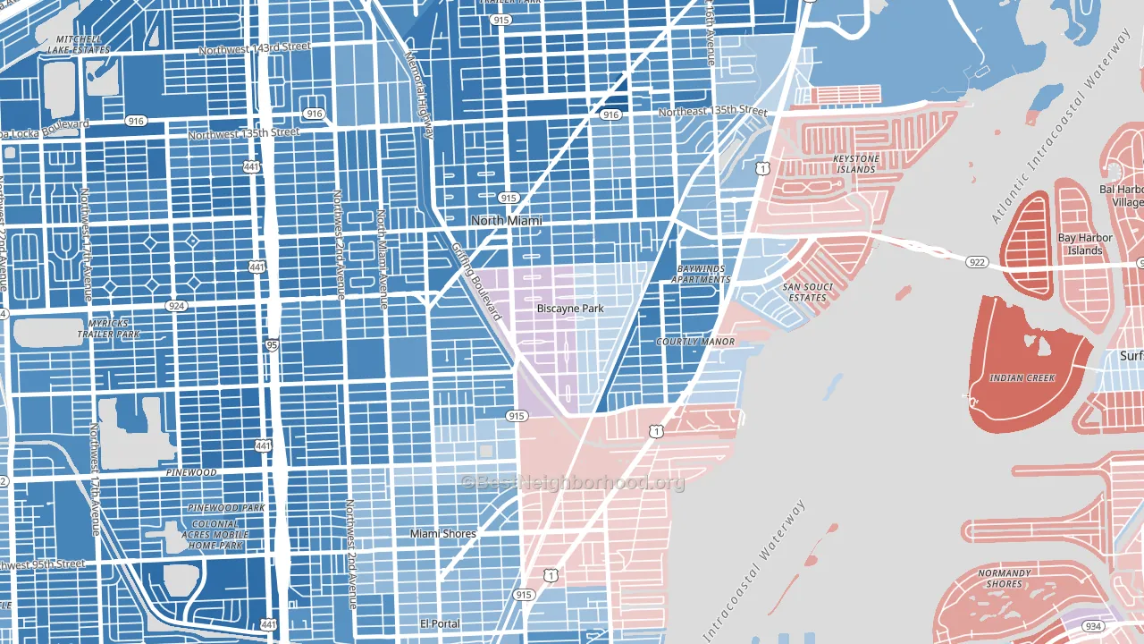 Biscayne Park, FL block-group political-lean map