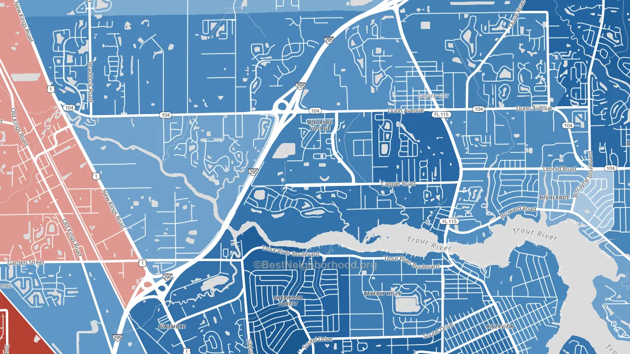 Biscayne Terrace, Jacksonville, FL block-group political-lean map