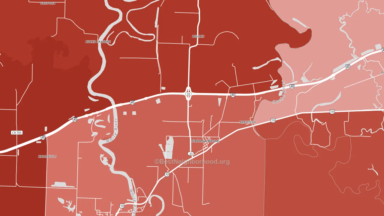 Biscoe, AR block-group political-lean map