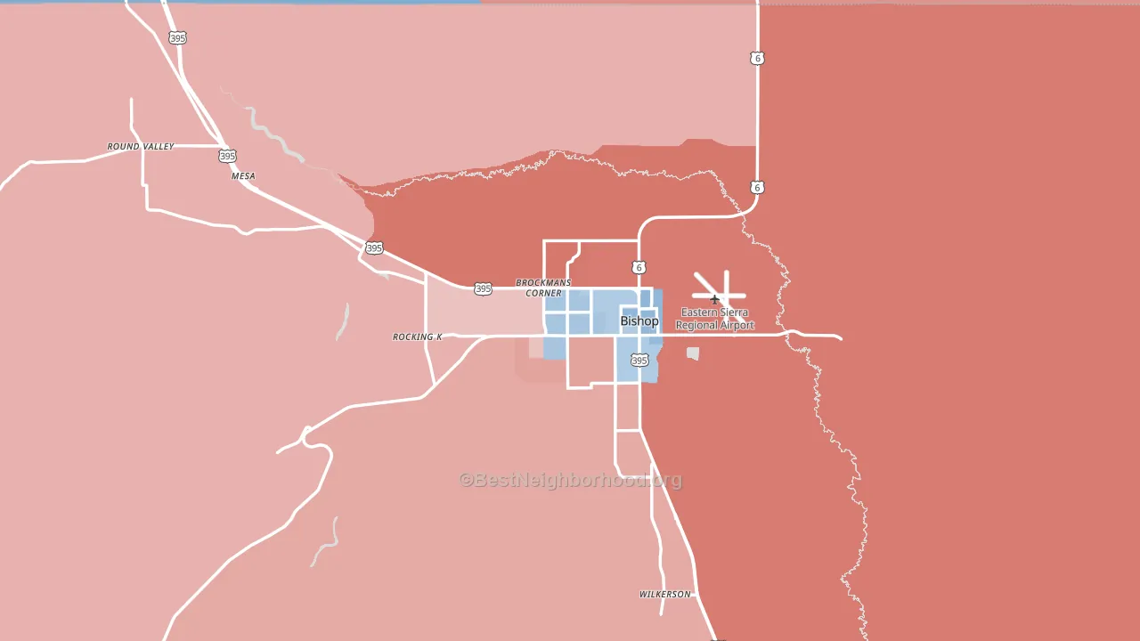 Bishop, CA block-group political-lean map