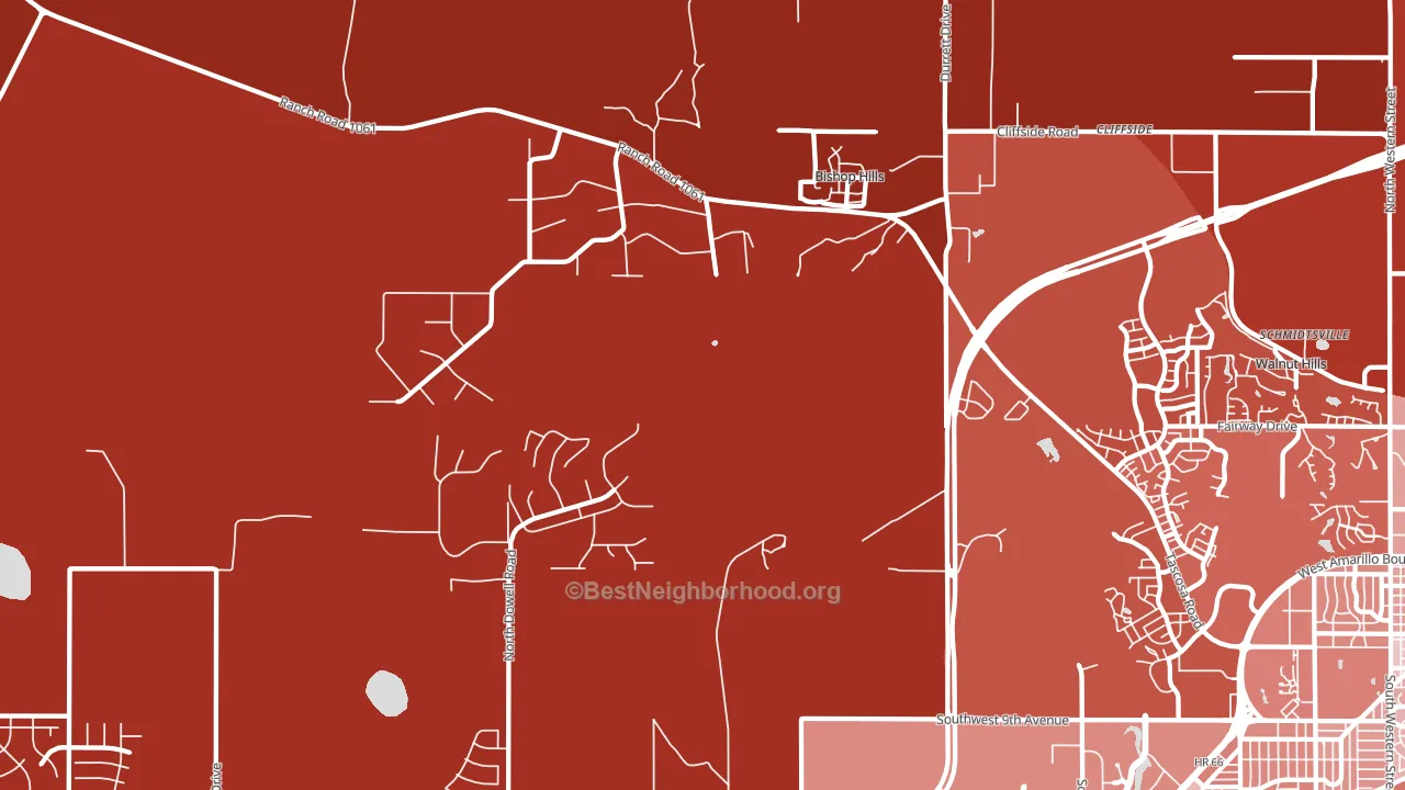 Bishop Hills, TX block-group political-lean map
