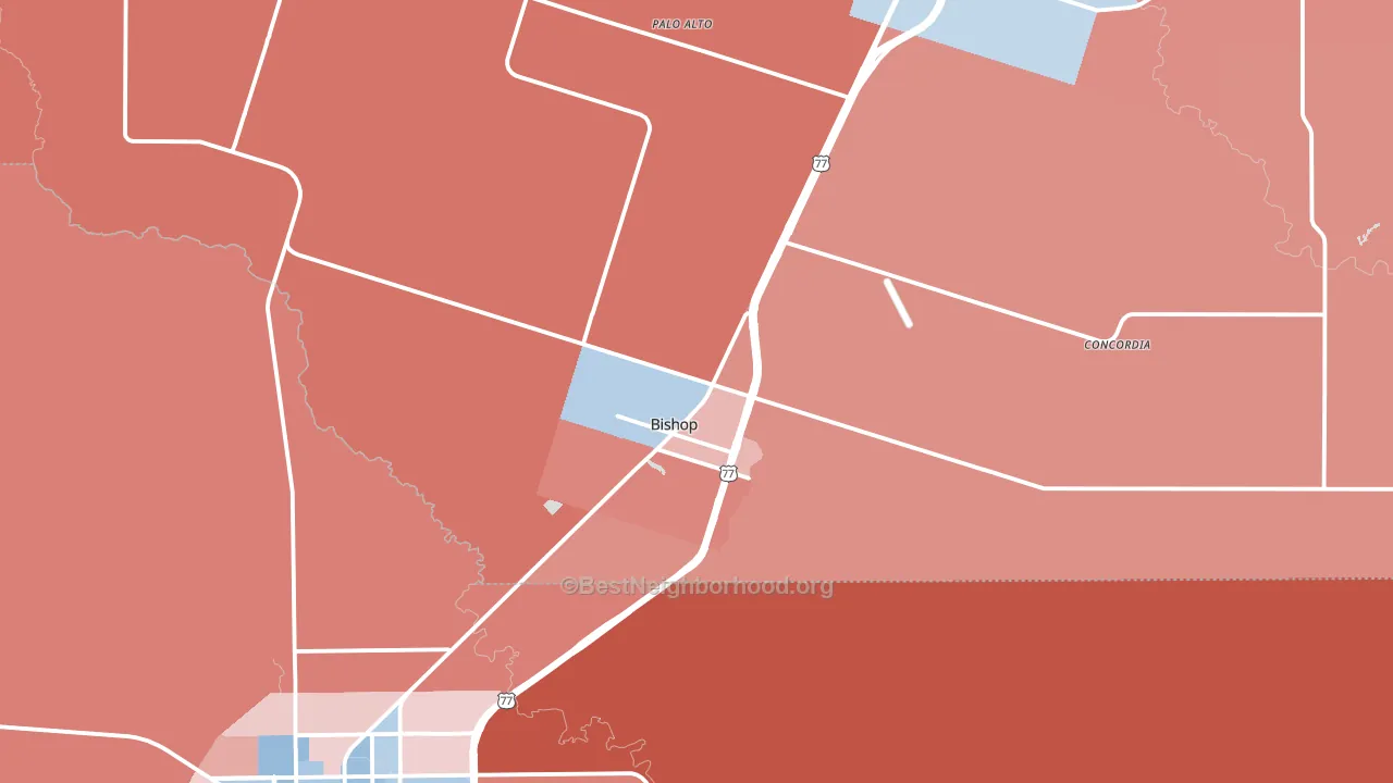 Bishop, TX block-group political-lean map