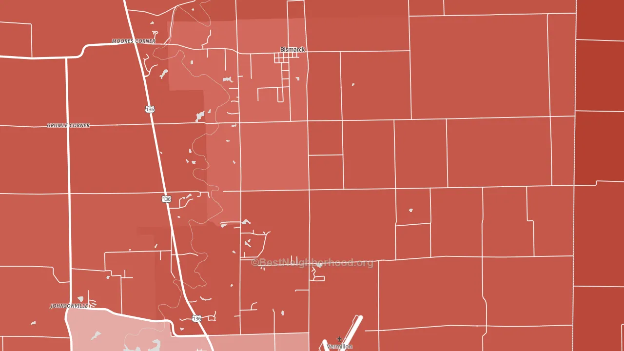 Bismarck, IL block-group political-lean map