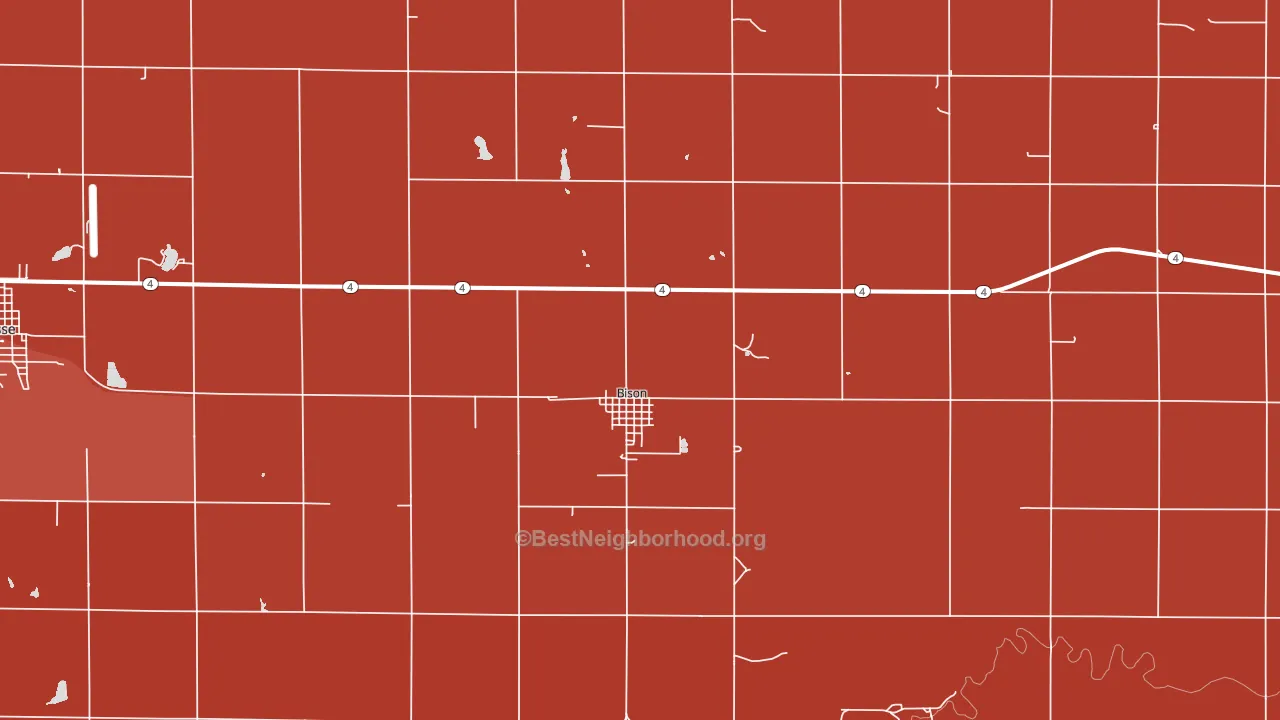 Bison, KS block-group political-lean map
