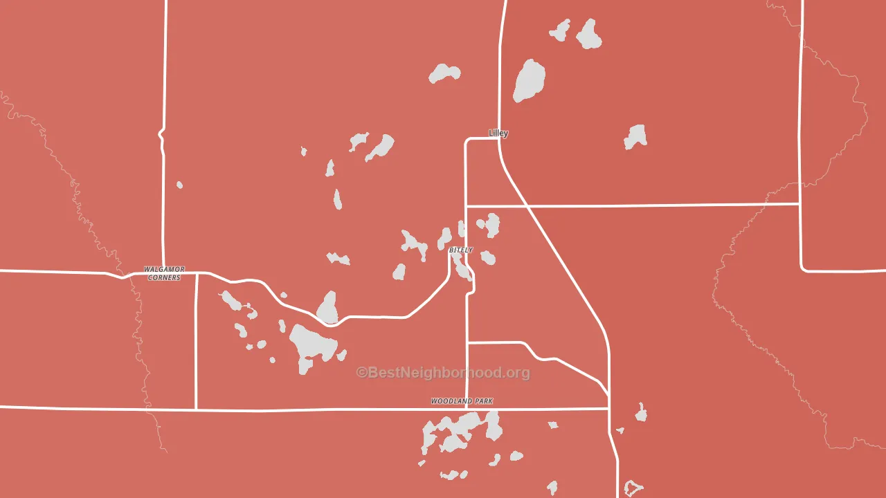 Bitely, MI block-group political-lean map