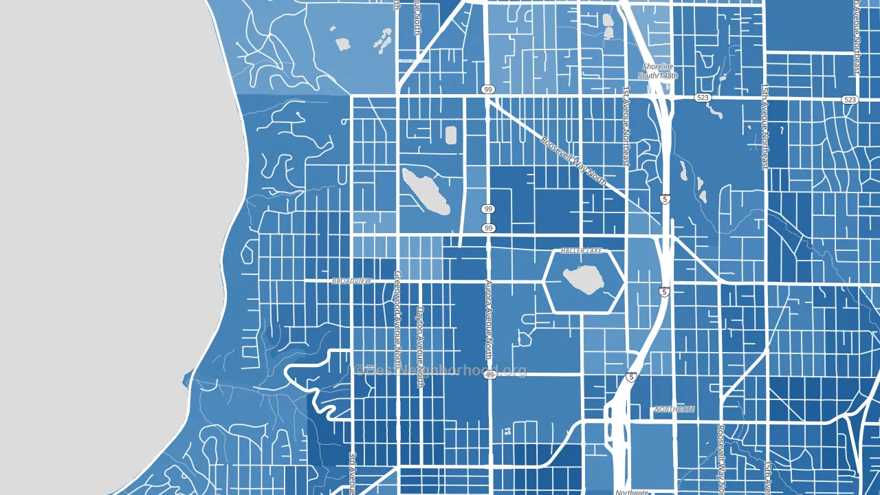 Bitter Lake, Seattle, WA block-group political-lean map